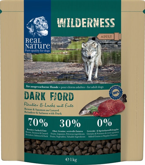 Adult Wilderness Dark Fjord kronhjort, laks & and 1 kg