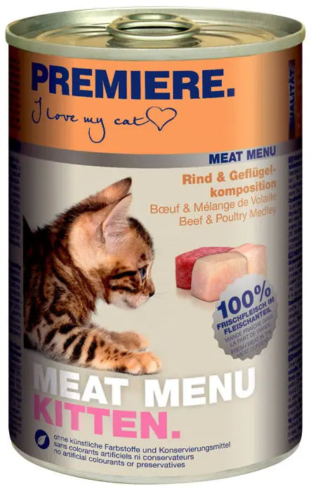 Kitten Meat Menu, dåse okse & fjerkræ 400 g