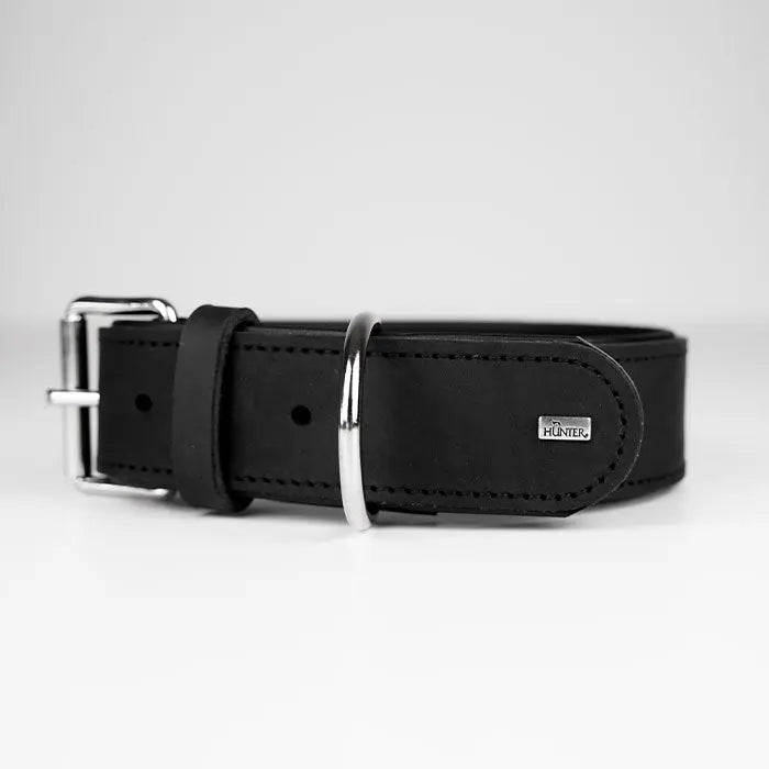 Læderhalsbånd Okse L-XL 70 cm sort